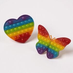 Rainbow Pop It Fidget Toy Set – Heart & Butterfly